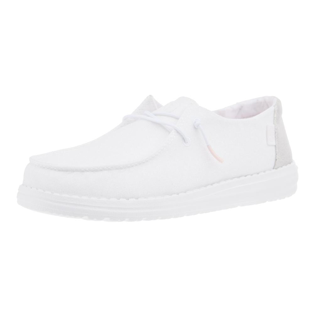 Hey Dude Womens White Metallic Sparkle Casual Shoe